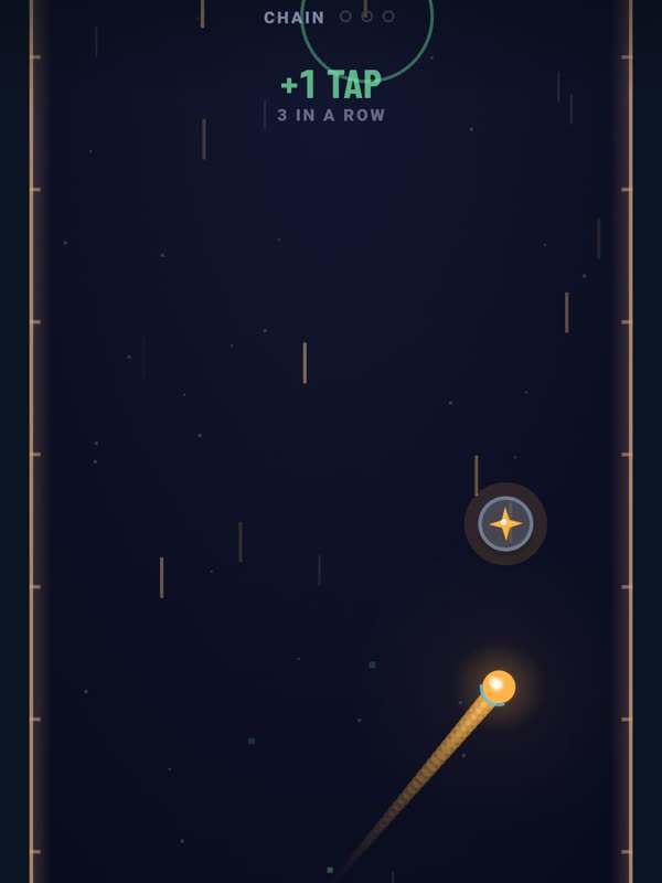 In-game capture: the counter shows +1 TAP earned after three clean passes