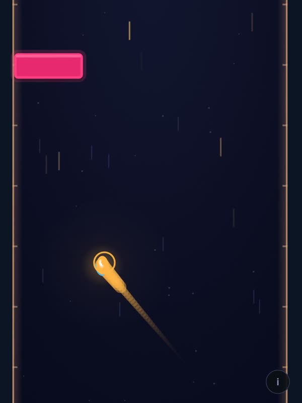 In-game capture: the golden ball turns after a tap, its trail drawing a zigzag